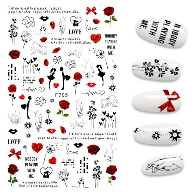 The New 3D Nail Sticker Cool English Letter stickers for nail  Foil Love Heart Design Nails Accessories Fashion Manicure Sticker Stickers Girls Manicure Decoration Nail Art Supplies 3D Self-Adhesive Nail Decals Designer Nail Stickers for Acrylic Nails