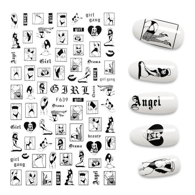 The New 3D Nail Sticker Cool English Letter stickers for nail  Foil Love Heart Design Nails Accessories Fashion Manicure Sticker Stickers Girls Manicure Decoration Nail Art Supplies 3D Self-Adhesive Nail Decals Designer Nail Stickers for Acrylic Nails