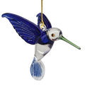 Egyptian Glass Hummingbird Ornament - Blue with Green Beak