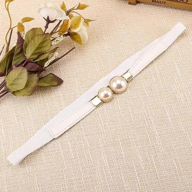 Thin Elastic Stretch Women Buckle Skinny Fashion Belts Metal Leaf Buckle Design Belts For Ladies