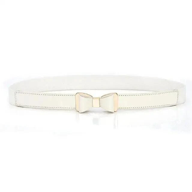 Thin Elastic Stretch Women Buckle Skinny Fashion Belts Metal Leaf Buckle Design Belts For Ladies