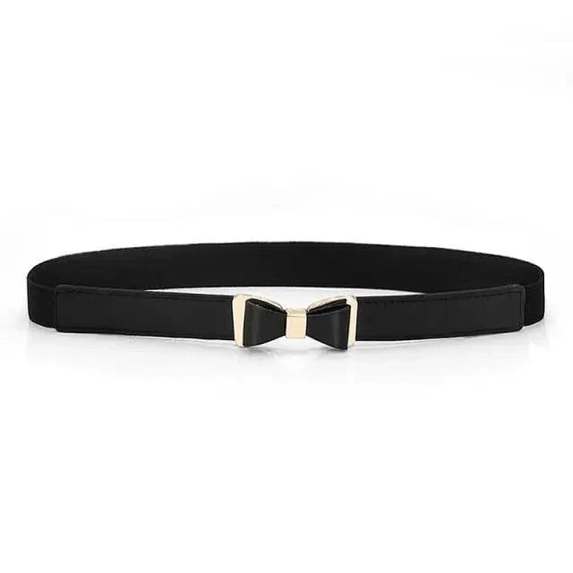 Thin Elastic Stretch Women Buckle Skinny Fashion Belts Metal Leaf Buckle Design Belts For Ladies