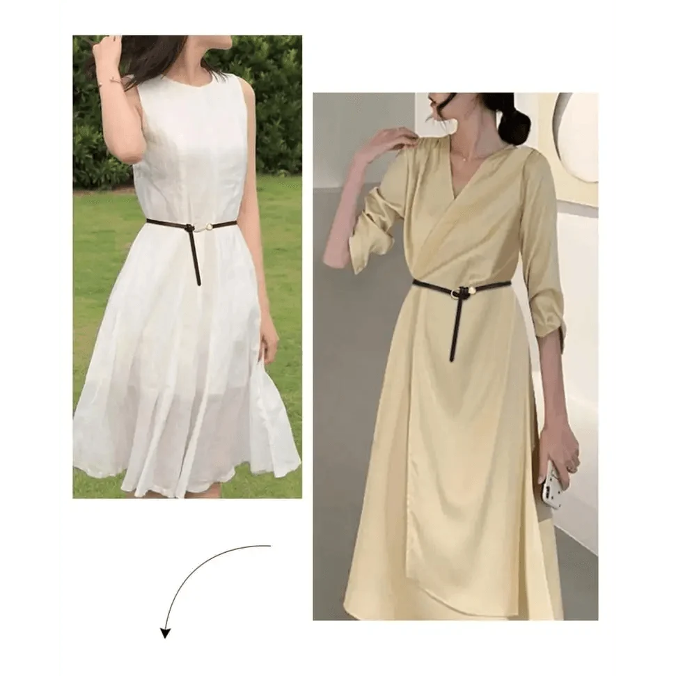 Thin Golden Buckle PU Leather Strap Belts For Women Casual Dress Luxurious Ladies Waist Belt