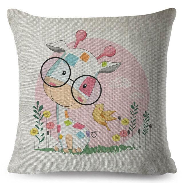 Throw Pillow Cover Animal Decor Deer Dinosaur Unicorn Rabbit Pillowcase For Home Decor Cushion Cover Kids Cartoon Decorative Pillow Covers Cute Colorful Animal Outdoor Cushion Cases for Children Room Sofa Couch 45x45cm