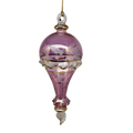Clear Etched Blown Glass Hot Air Balloon - Pink