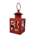 B/O Lighted Metal Holiday Lantern with LED Tealight - Red