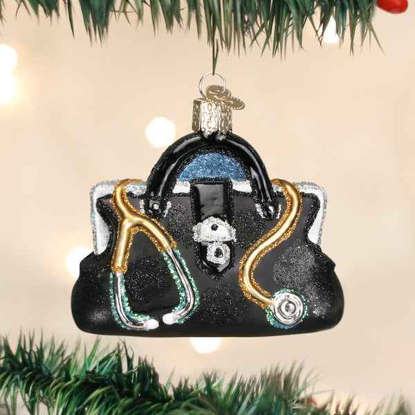 Black Doctor's Bag Glass Ornament