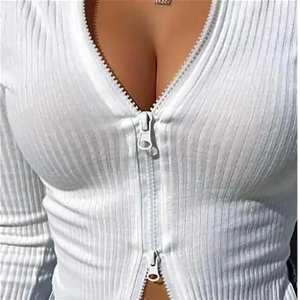 Top fashion Women Ribbed Knitted Long Sleeve Elegant Cute Fashion Crop Tops for Summer