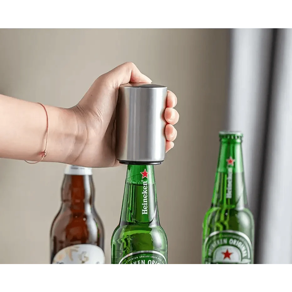 Automatic Beer Bottle Opener Magnet Beer Opener Stainless Steel Push Down Opener Wine Beer Soda Cap Opener Kitchen Accessories