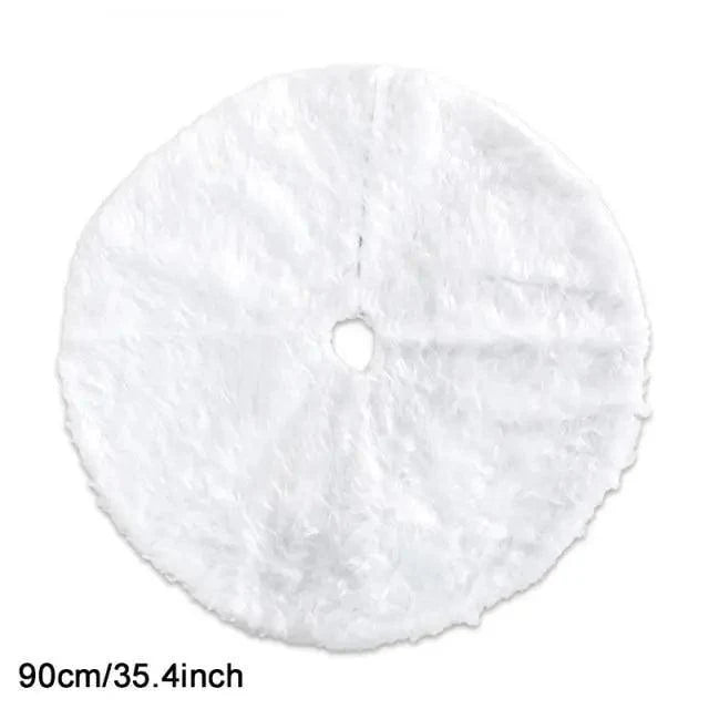 White Christmas Tree Skirt Plush Faux Fur Xmas Tree Carpet Merry Christmas Tree Decorations Ornament New Year Home Decor