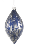 Silver and Blue Iced Glass Ornament -