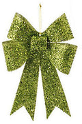 Glittered Bow Ornament - Green