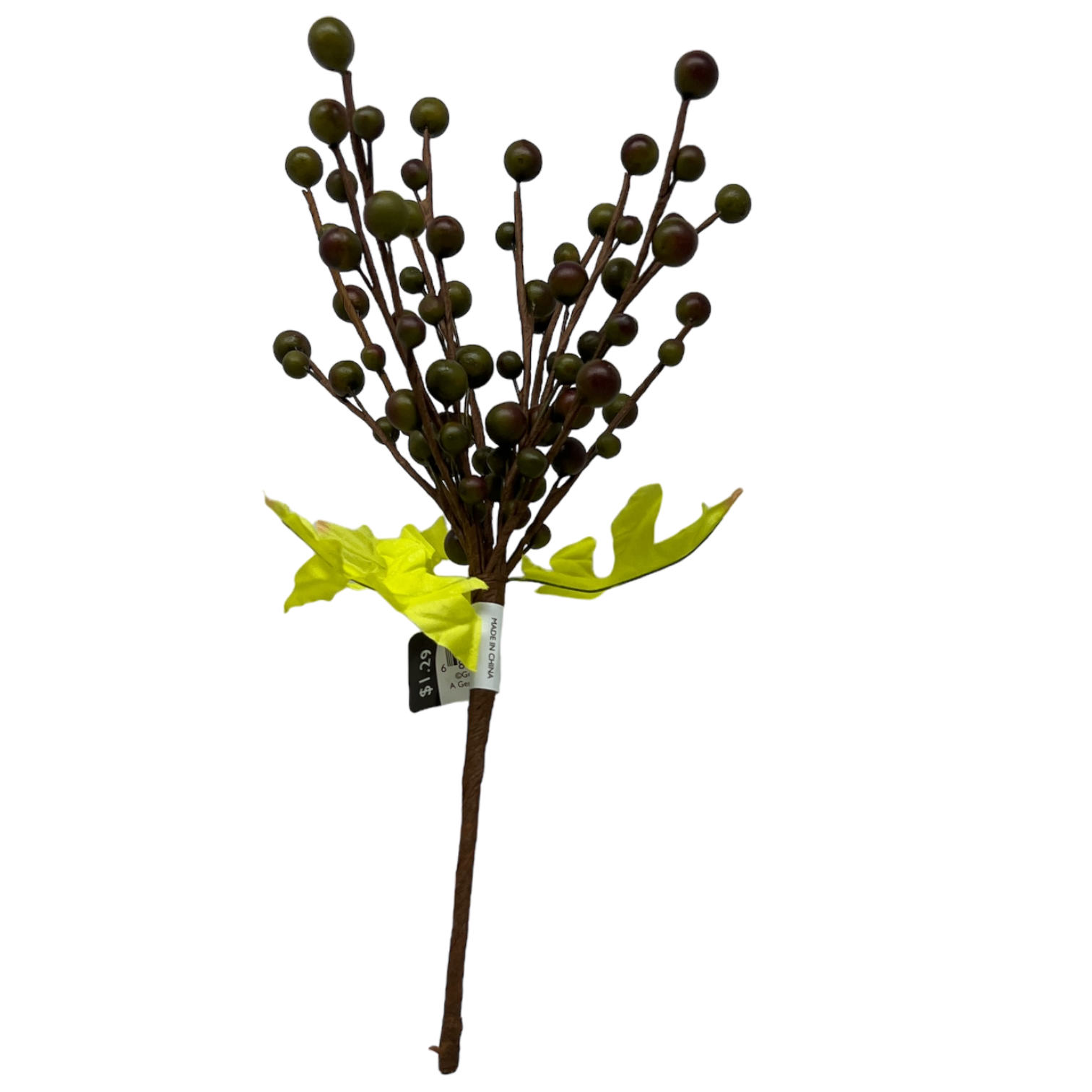 Green Berry Spray  With Autumn Leaves 10  Inch