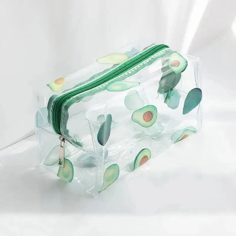Transparent Flower Print Pencil Case For Students Classic Stationery Case Large Capacity Pencil Bag