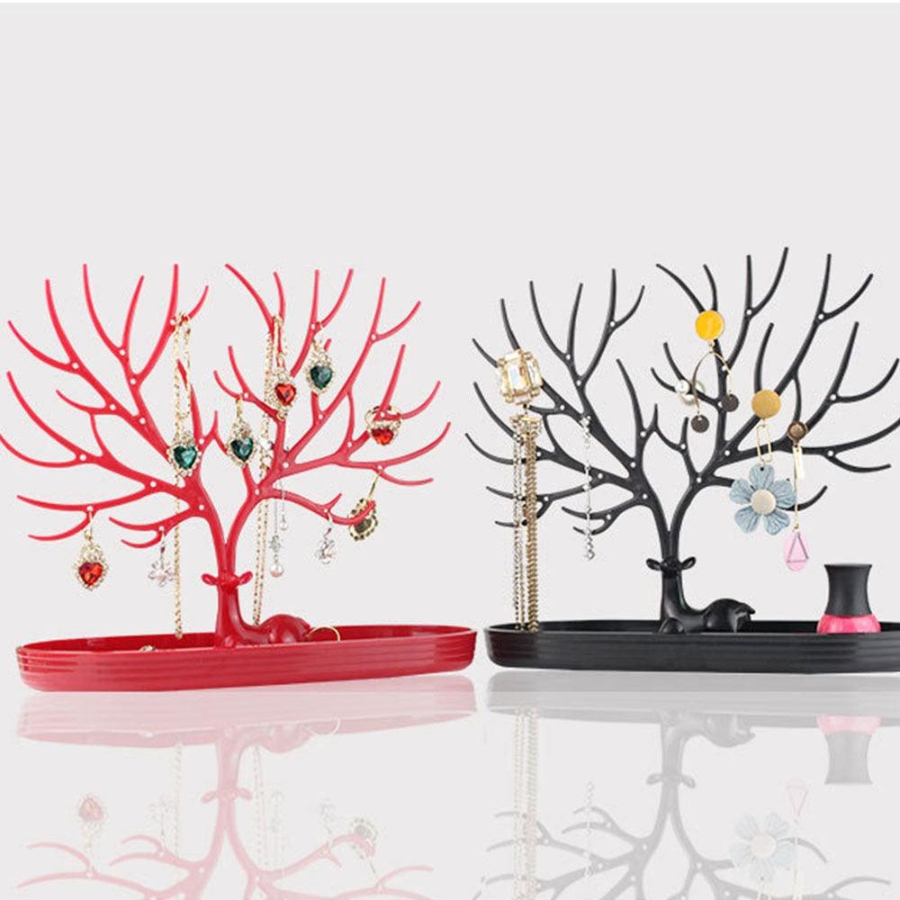 Tree Hanging Necklace Organizer Plastic Jewelry Display Stand Holder Earring Necklace Organizer for Jewelry Display Decorative Jewelry Storage for Necklaces Rings Bracelets Necklaces Organizer