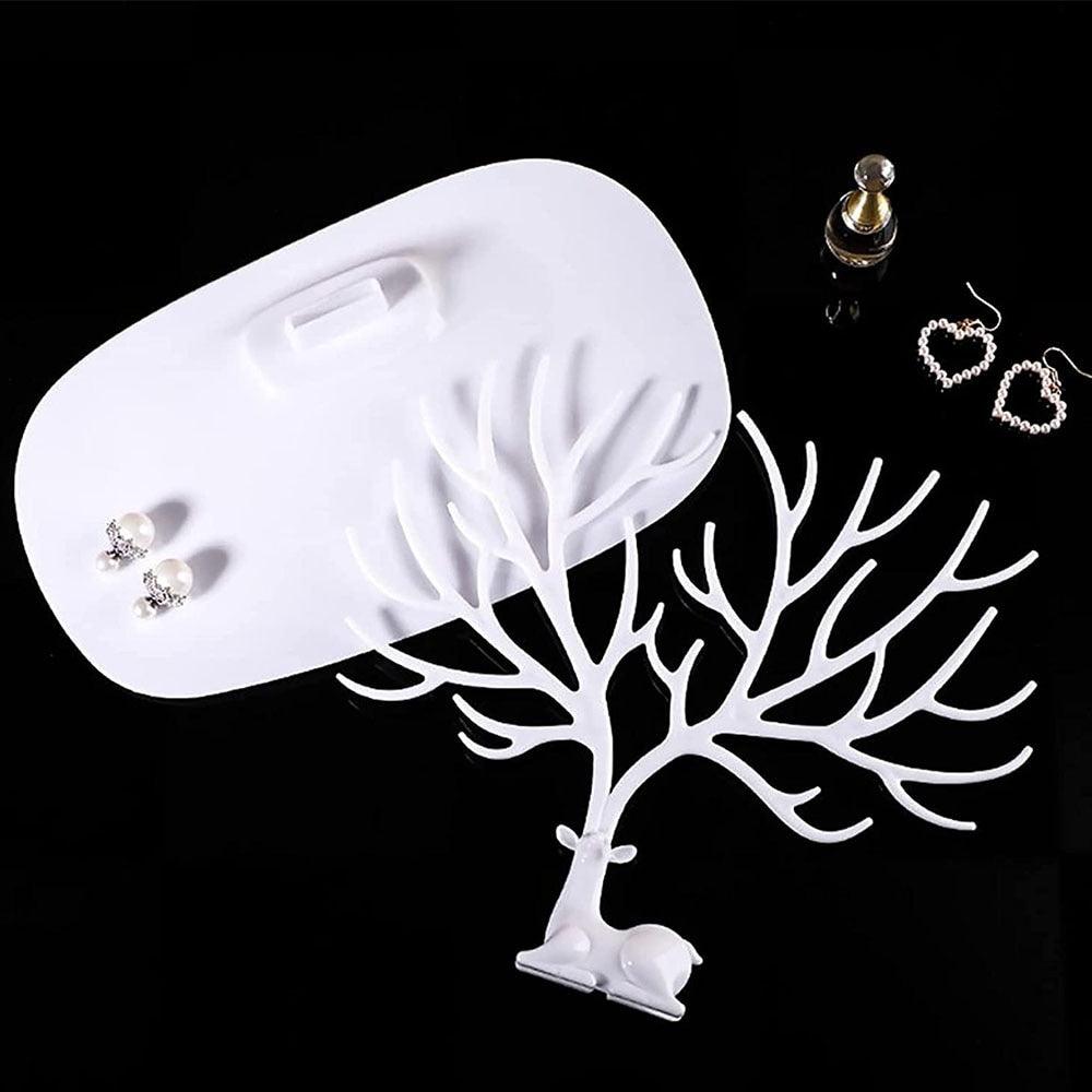 Tree Hanging Necklace Organizer Plastic Jewelry Display Stand Holder Earring Necklace Organizer for Jewelry Display Decorative Jewelry Storage for Necklaces Rings Bracelets Necklaces Organizer