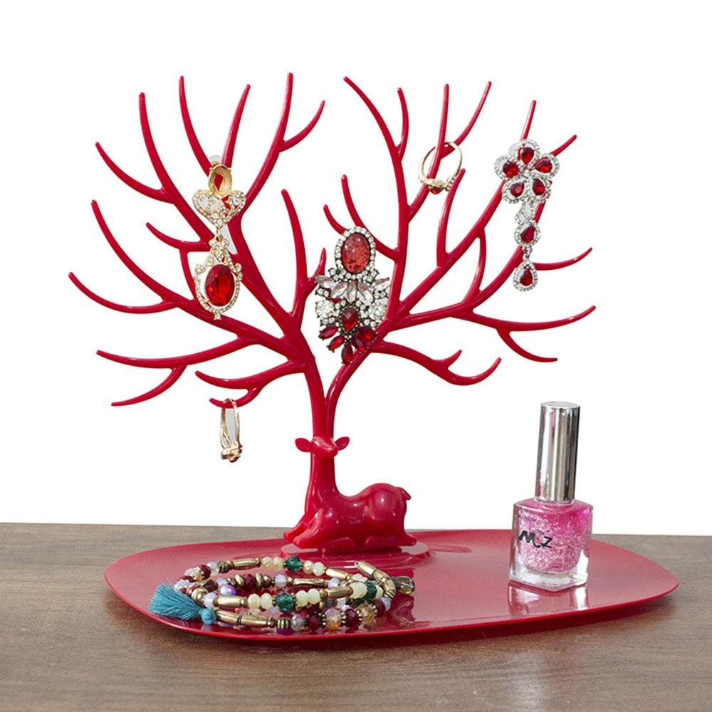 Tree Hanging Necklace Organizer Plastic Jewelry Display Stand Holder Earring Necklace Organizer for Jewelry Display Decorative Jewelry Storage for Necklaces Rings Bracelets Necklaces Organizer
