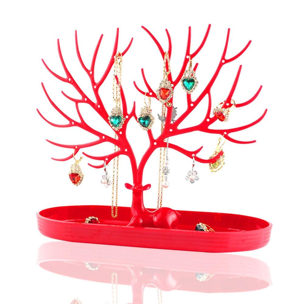Tree Hanging Necklace Organizer Plastic Jewelry Display Stand Holder Earring Necklace Organizer for Jewelry Display Decorative Jewelry Storage for Necklaces Rings Bracelets Necklaces Organizer