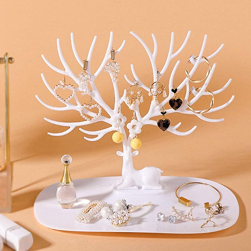 Tree Hanging Necklace Organizer Plastic Jewelry Display Stand Holder Earring Necklace Organizer for Jewelry Display Decorative Jewelry Storage for Necklaces Rings Bracelets Necklaces Organizer