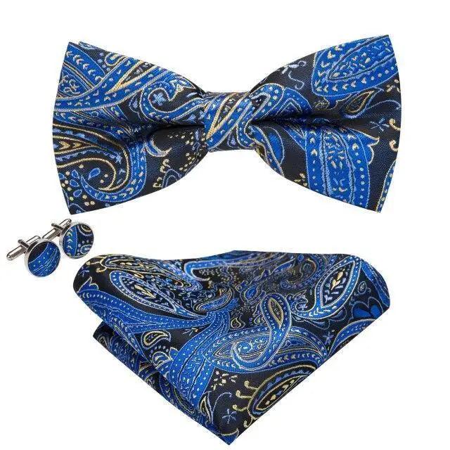 Trendy Patterned Silk Jacquard Plaid Bowtie With  Pocket Square And Cufflinks Set For Men Unique  Butterfly Party Wedding Casual Business Bowtie For Men