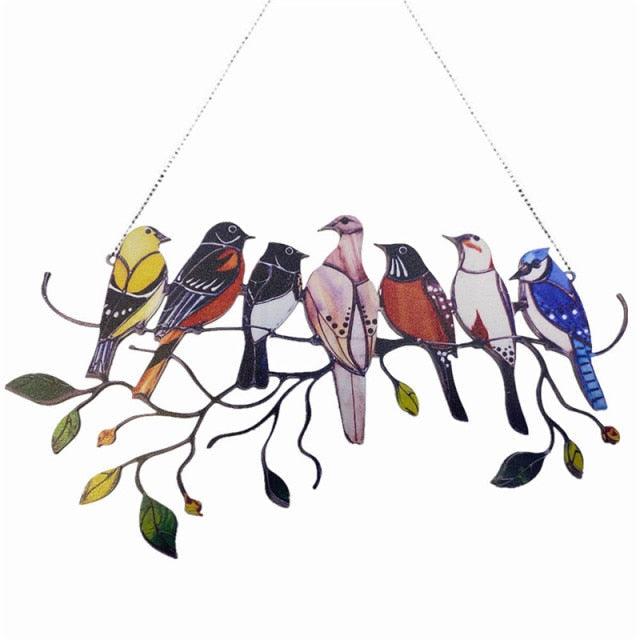 Tropical Birds Honeycomb Paper Cutouts Colored Window Bird Pendant Wind Chime Metal Tropical Bird Hanging Decorations Family Door Crafts Home Accessories Summer Party Hanging Decorations Party Home Classroom Supplies