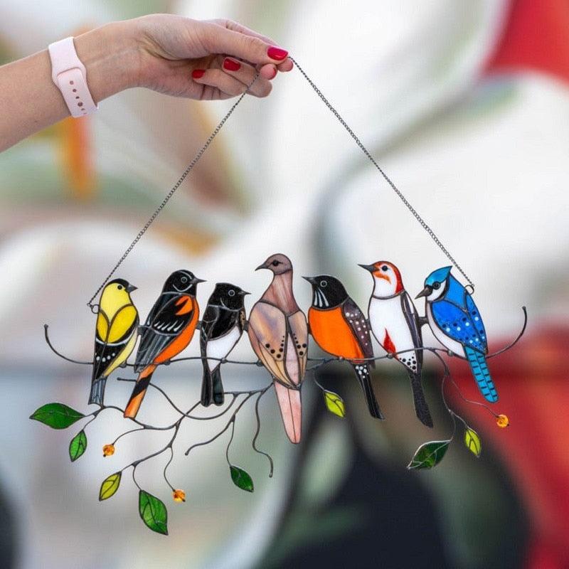 Tropical Birds Honeycomb Paper Cutouts Colored Window Bird Pendant Wind Chime Metal Tropical Bird Hanging Decorations Family Door Crafts Home Accessories Summer Party Hanging Decorations Party Home Classroom Supplies