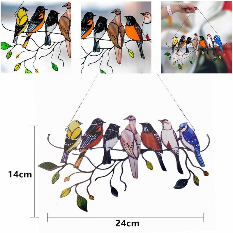 Tropical Birds Honeycomb Paper Cutouts Colored Window Bird Pendant Wind Chime Metal Tropical Bird Hanging Decorations Family Door Crafts Home Accessories Summer Party Hanging Decorations Party Home Classroom Supplies