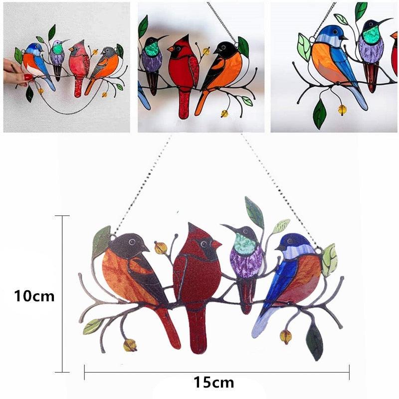 Tropical Birds Honeycomb Paper Cutouts Colored Window Bird Pendant Wind Chime Metal Tropical Bird Hanging Decorations Family Door Crafts Home Accessories Summer Party Hanging Decorations Party Home Classroom Supplies