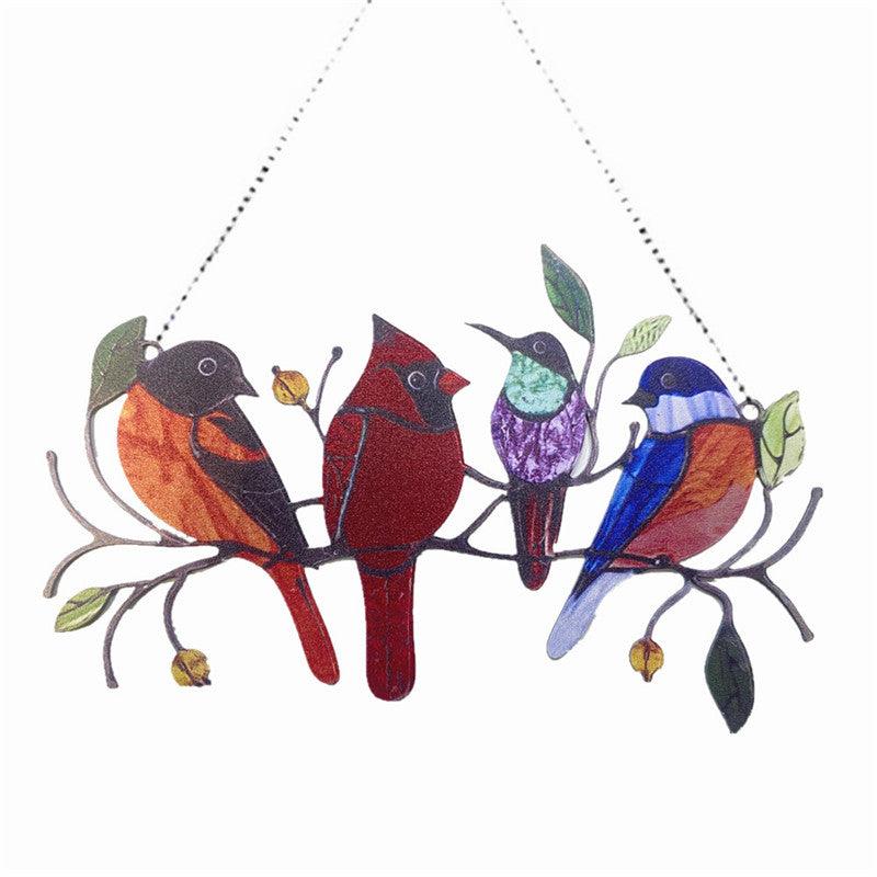 Tropical Birds Honeycomb Paper Cutouts Colored Window Bird Pendant Wind Chime Metal Tropical Bird Hanging Decorations Family Door Crafts Home Accessories Summer Party Hanging Decorations Party Home Classroom Supplies