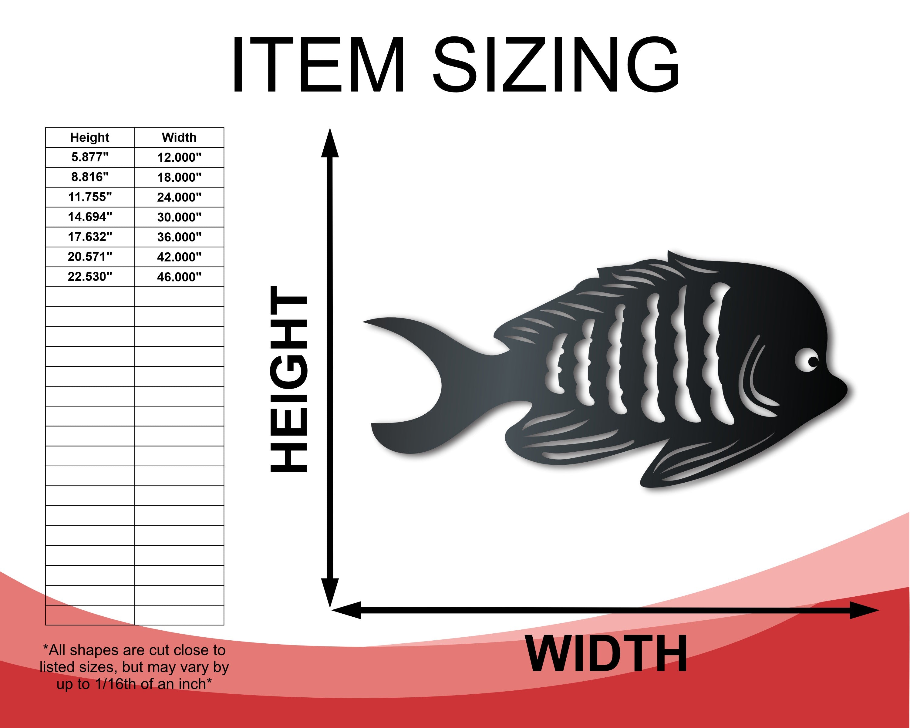 Metal Tropical Fish Sign | Indoor Outdoor | Up to 46" | Over 20 Color Options