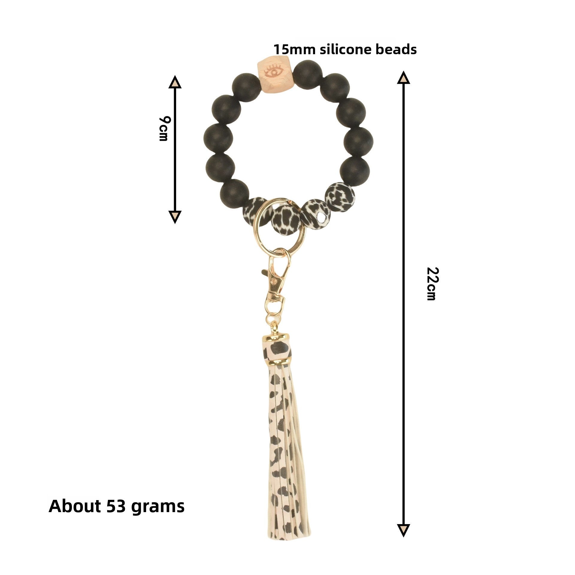 PU Tassel Keychain Women's Bag charm Silicone Beaded Keychain Wristlet Key Ring Bracelet Cute Car Key Chain Holder for Women Girls