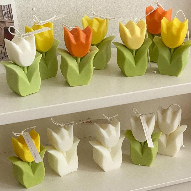 Tulip Candle Aroma Decoration Wedding Souvenir Birthday Gift Decoration Candles Handmade Delicate Tulip Flower Shape Candle  Perfect for Birthday Party Wedding Spa Home Decor