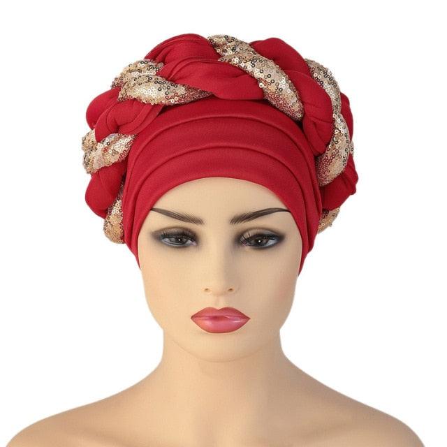 Turbans Pleated Soft Beanie Headwrap Lightweight African Hat Arab Wrap Elegant Muslim Turban Scarf Women Hijabs Hair Accessories Cap bonnet for Women