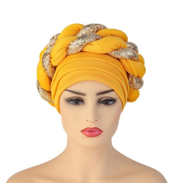 Turbans Pleated Soft Beanie Headwrap Lightweight African Hat Arab Wrap Elegant Muslim Turban Scarf Women Hijabs Hair Accessories Cap bonnet for Women