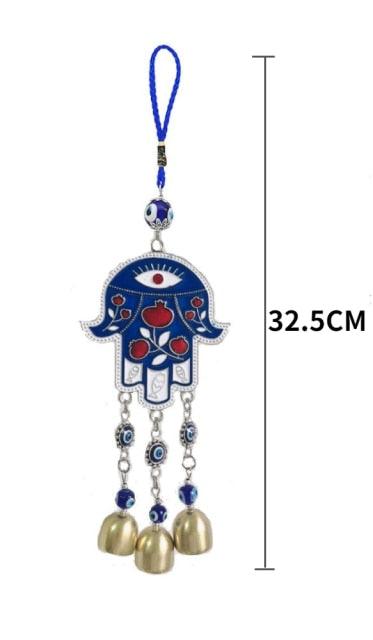 Turkish Lucky Sun Moon & Star Ornament With Hanging Evil Eye & Bell Sign Of Protection Blue Eyes Home Accessories Decoration Wind Chimes Bells Glazed Wall Pendants Decorative Items & Accessories  Car Ornaments For Rear View Mirror