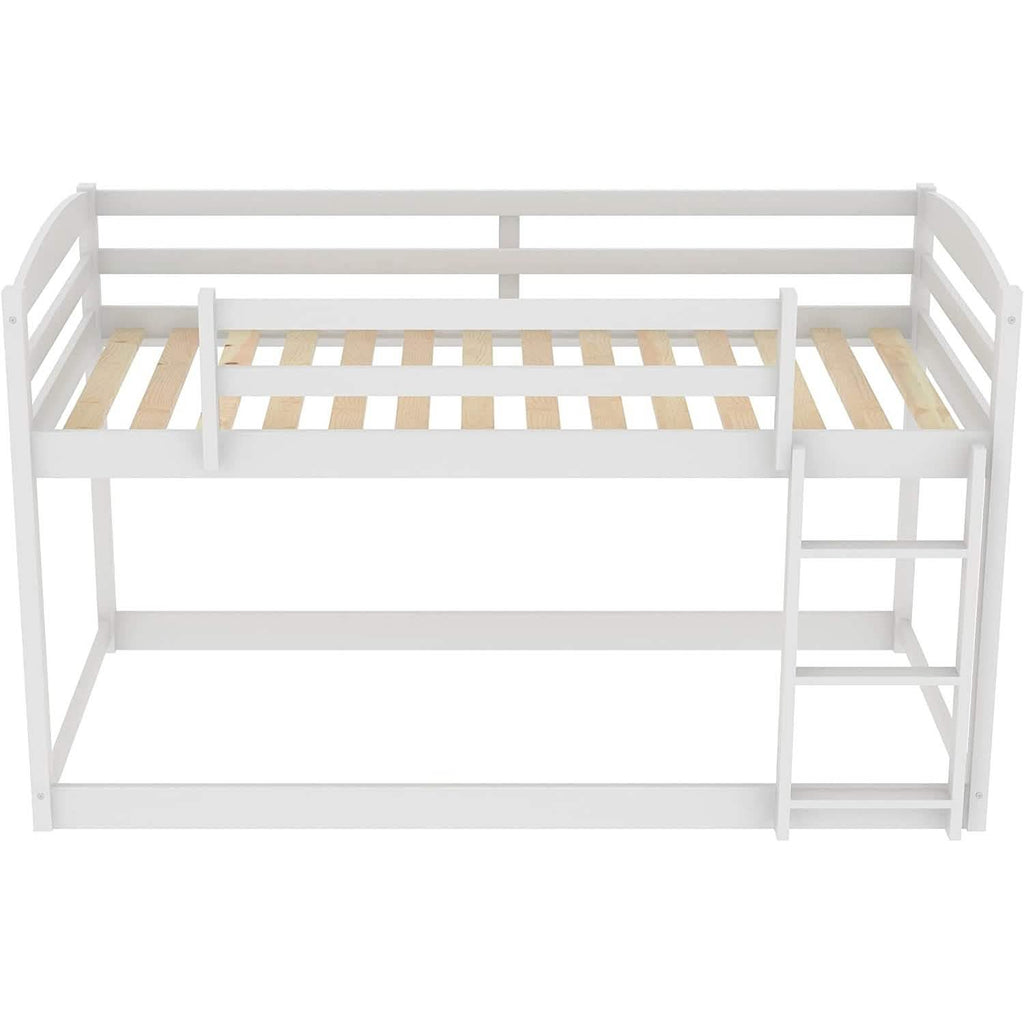 Twin Over Twin Floor Bunk Bed with Ladder