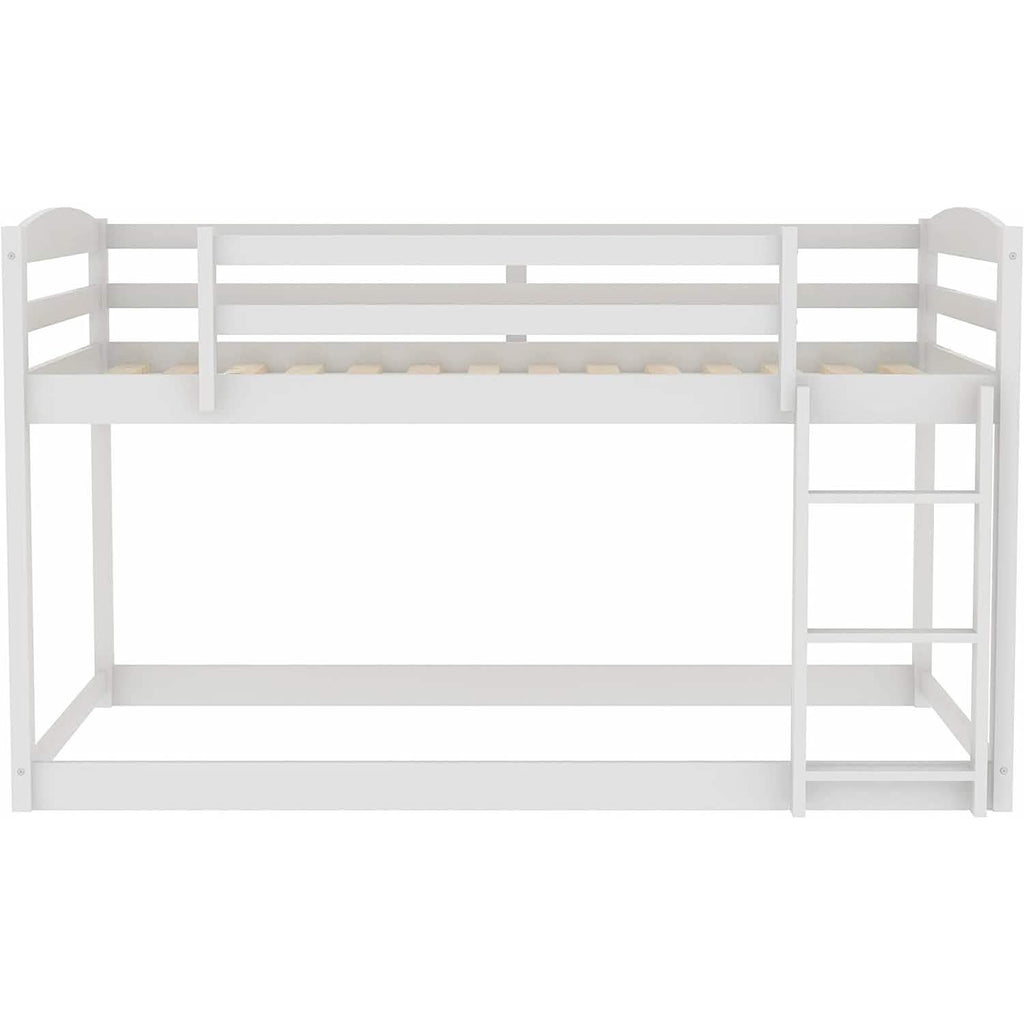 Twin Over Twin Floor Bunk Bed with Ladder