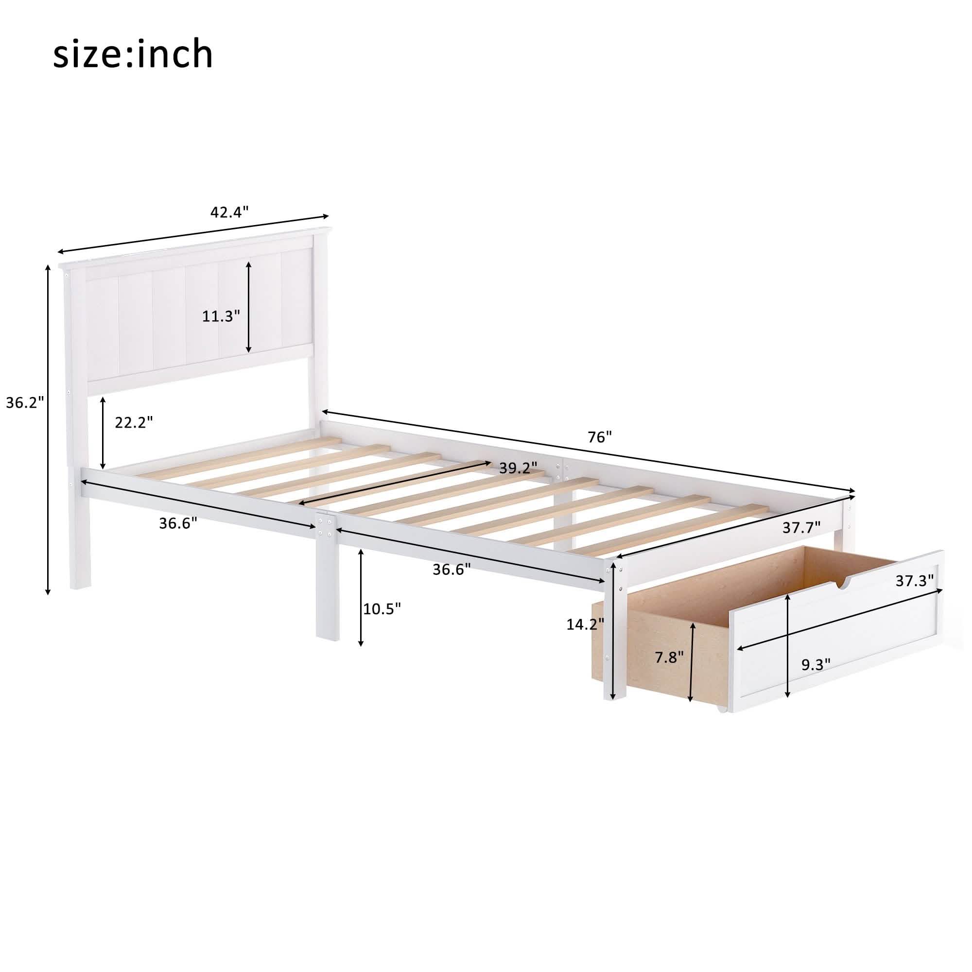 Twin Size Platform Bed with Storage