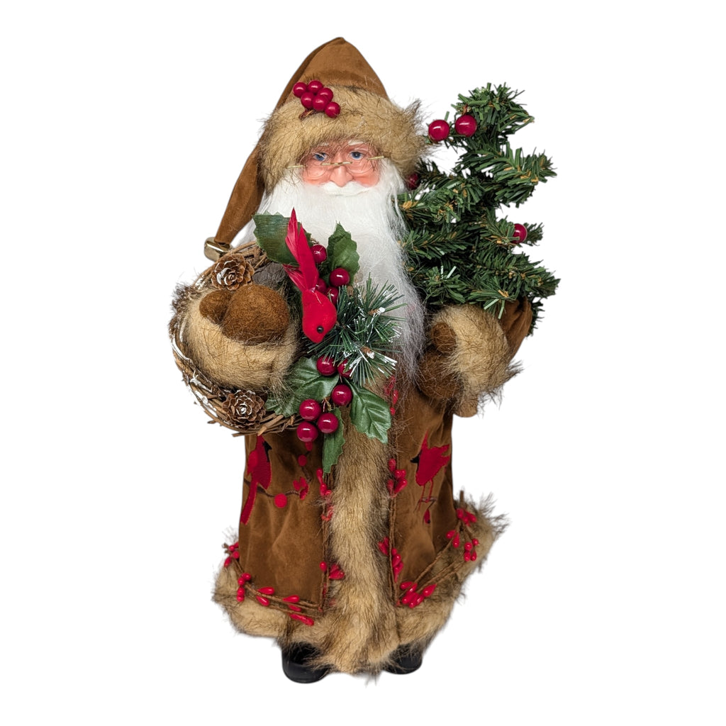 Cardinal and Berries Santa - 15 Inch