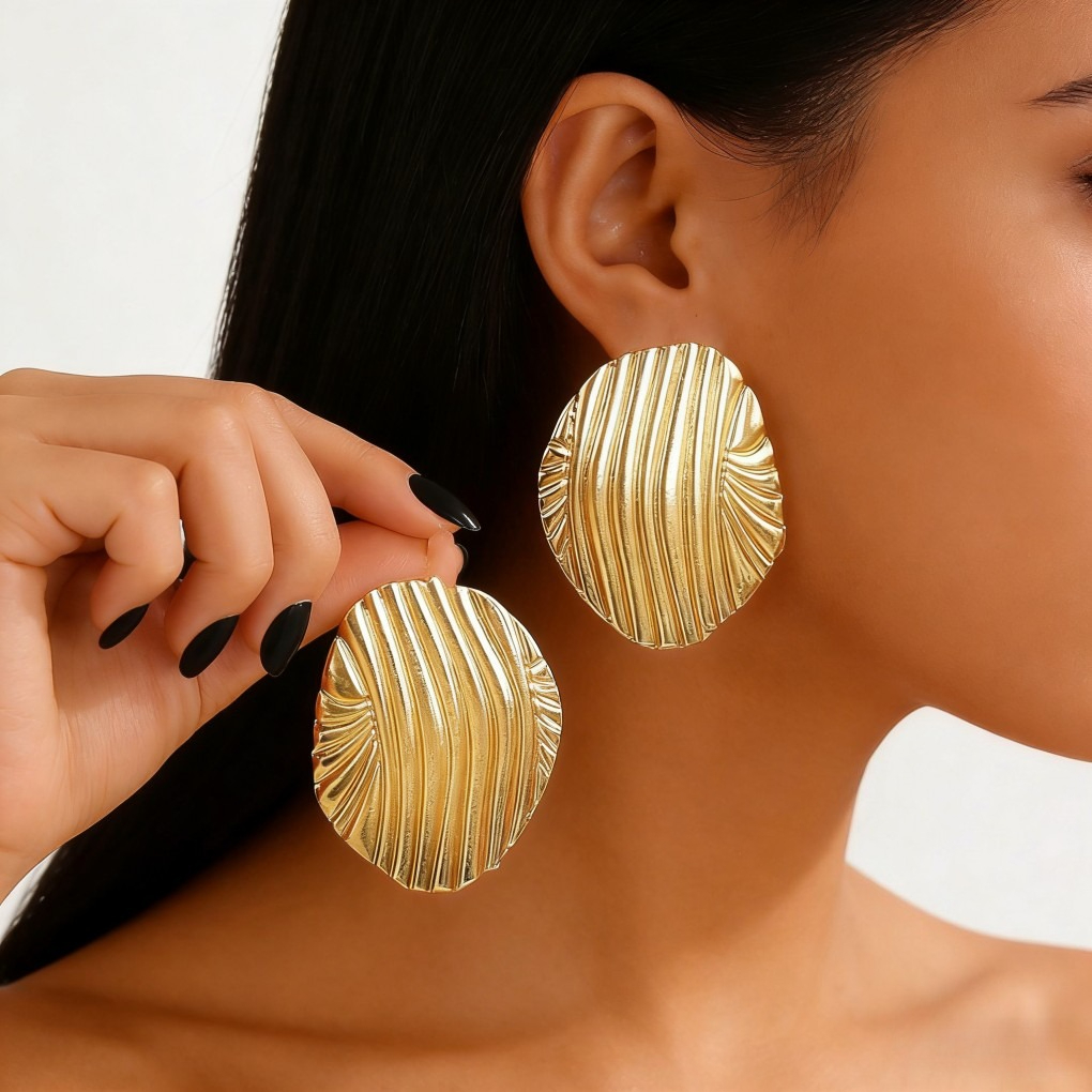 Vintage Textured Wrinkle Geometric Earrings