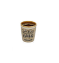 Mountain Scene Oval Drip - Ceramic Shotglass - Tan
