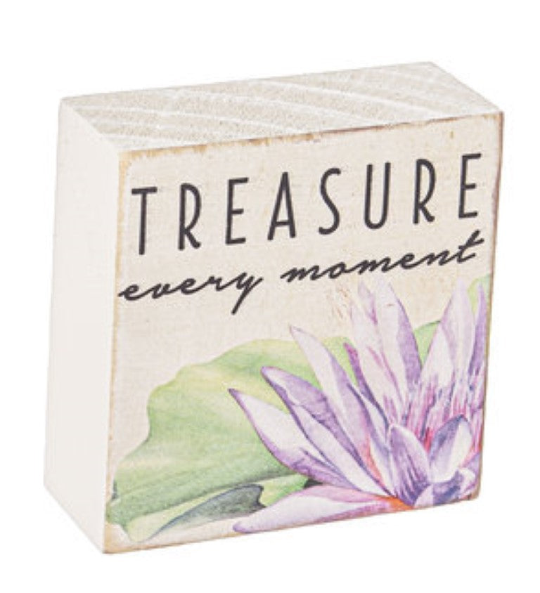Watercolor Lilies Sign  Block -  Live Life