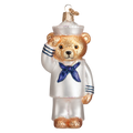 Old World Christmas Navy Bear Glass Blown Ornament