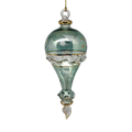 Clear Etched Blown Glass Hot Air Balloon - Green