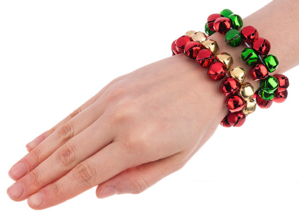 Jolly Jingles Stretch Bell Bracelet - Red & Gold