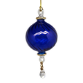 Ribbed Sphere Glass With Gold Accents - Cobalt
