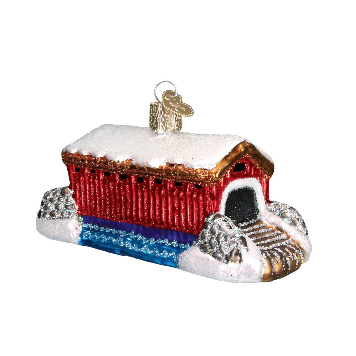 Covered Bridge Glass Blown Ornament