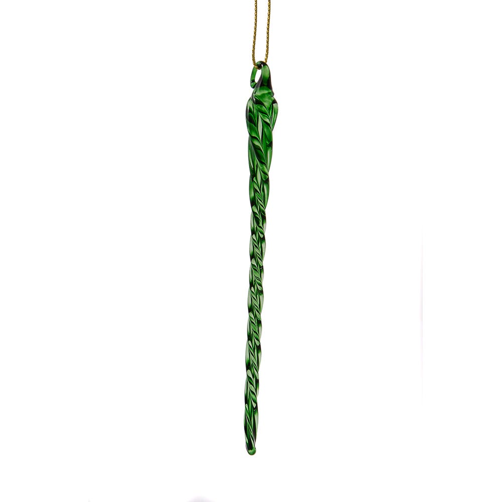 Multicolored Glass Icicle Ornaments - Set Of 12