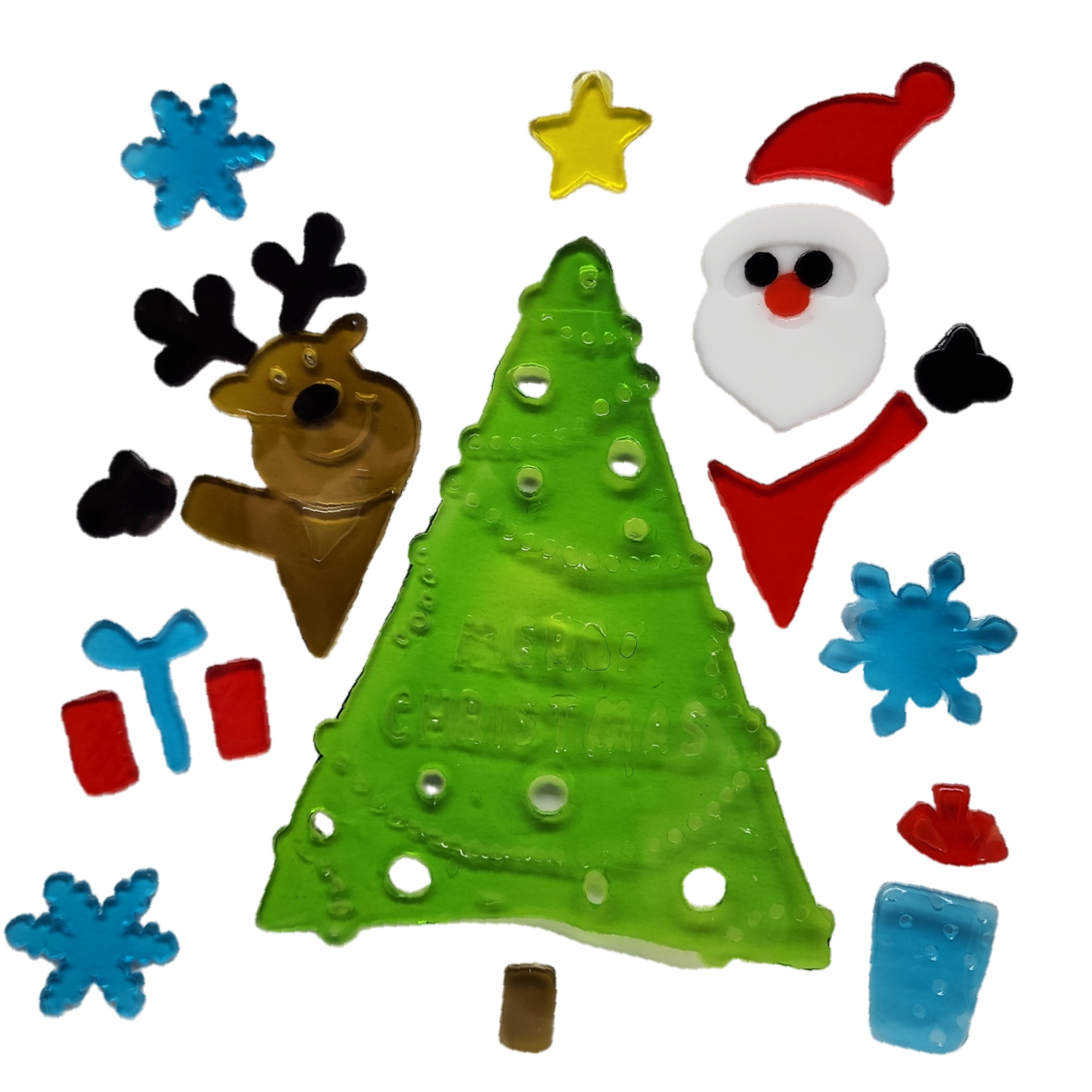 Window Gel Clings - Tree with Santa and Reindeer