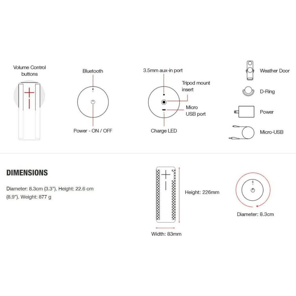 Ultimate Ears MEGABOOM Portable Waterproof & Shockproof Bluetooth Speaker (Refurbished)